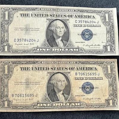 Set Of 2 Blue Seal Series 1935G $1 Bills