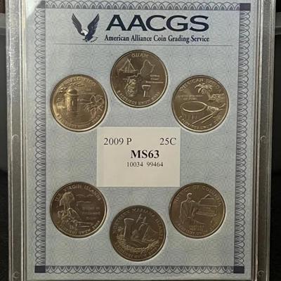 2009-P U.S. Territories Quarters Set AACGS Graded MS63
