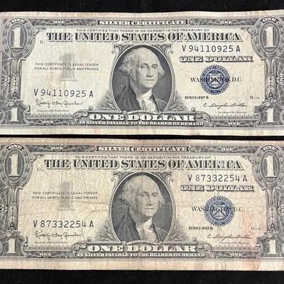 #4 Set Of 2 Series 1957B Blue Seal $1 Bills