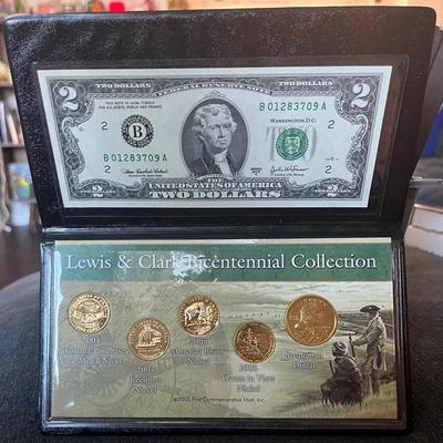 Series 2003A $2 Bill And Lewis & Clark Bicentennial Coin Collection