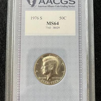 AACGS Graded 1976S Bicentennial Kennedy Half Dollar MS64