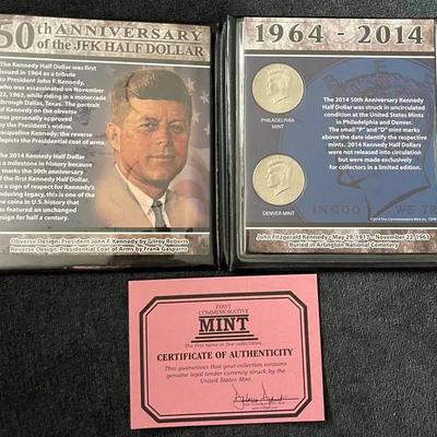 50th Anniversary Of The JFK Half Dollar Mint With Certificate Of Authenticity 
