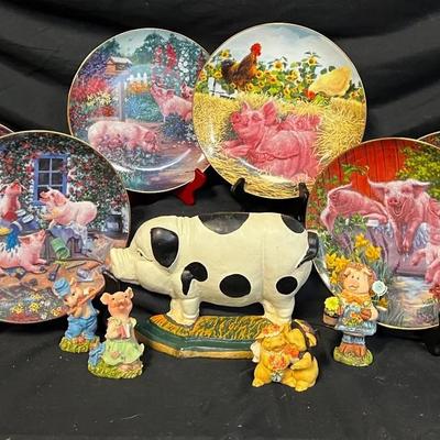 Pigs! Decorative Plates•Cast Iron•Figgurines