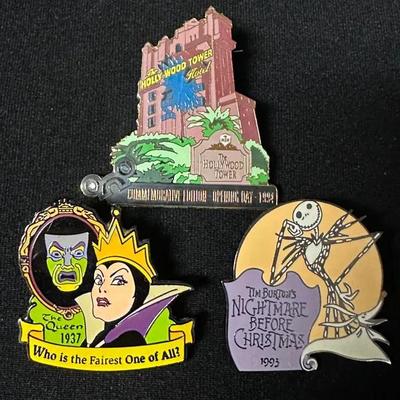 Disney Frightfully Festive Pin Trio  Evil Queen, Tower of Terror & Nightmare Before Christmas