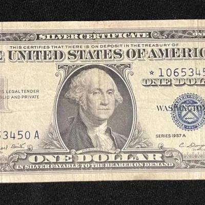 1957A Blue Seal $1 Silver Certificate Star Note

