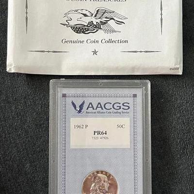 AACGS Graded 1962P Franklin Half Dollar PR64