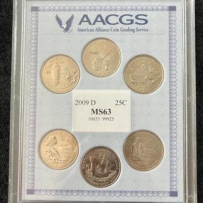 2009-D U.S. Territories Quarters Set AACGS Graded MS63
