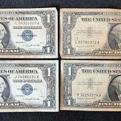 Set Of 4 Blue Seal Series 1957A $1 Bills