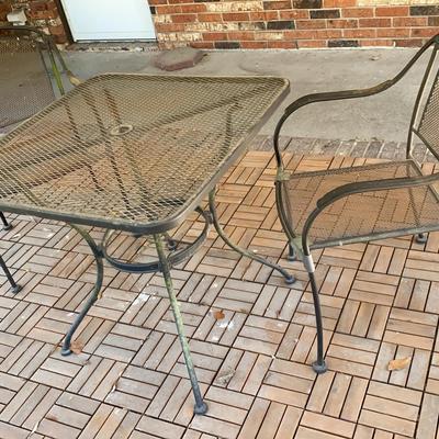 Black Metal Patio Table with Two Matching Chairs