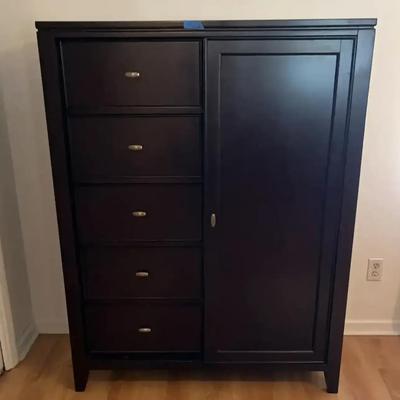 Dark Cherry Chest of Drawers with Shelving