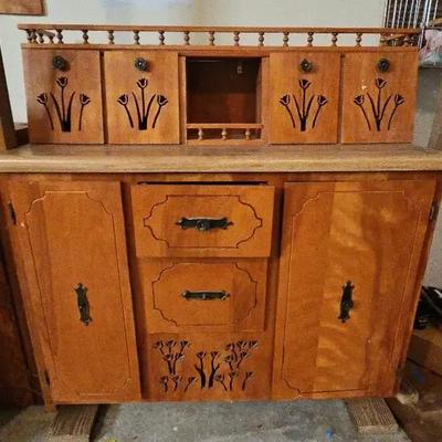 Beautiful Wooden Cabinet with Tulip Cutout Design