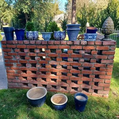 Collection of Blue Glazed Clay Planter Pots – Assorted Sizes