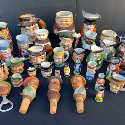 Vintage Character Toby Mug & Bottle Stopper Collection and Other Barware Collectibles