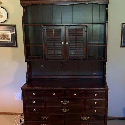 Ethan Allen Wooden Hutch Cabinet (78”H x 48”W x 19”D) 