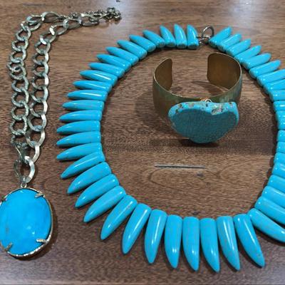 Turquoise Necklaces And Bracelet, Stones Not Verified 