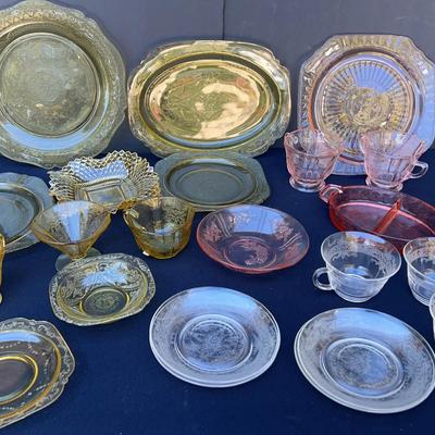 Vintage Depression Glass Collection – Pink, Yellow and White Glassware
