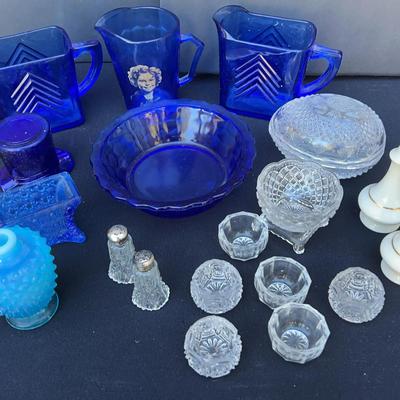 Vintage Cobalt Blue Chevron Glassware, Fostoria Egg And More
