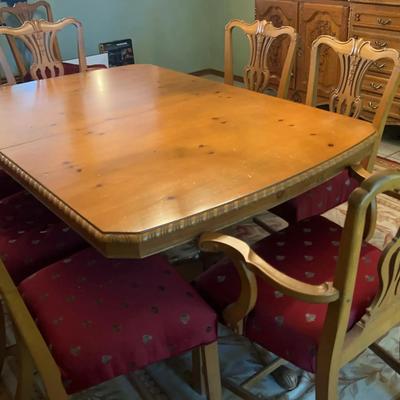 Wood Dining Table with 7 Chairs