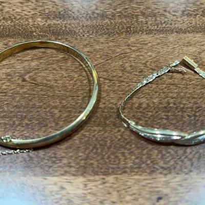 14K Gold Bracelet With Small Unverified Stones, 925 Sterling (Gold Plated