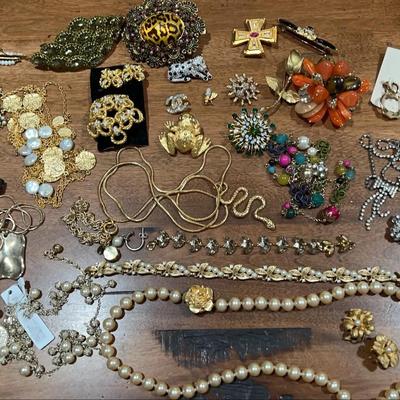 Collection Of Broaches, Necklaces And Earrings