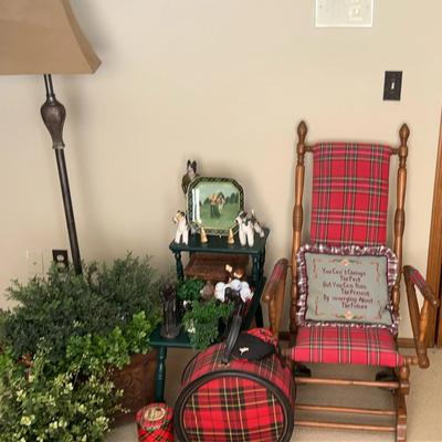 Rocking Chair, Lamp, & Decor