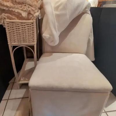 Cozy Accent Chair, Wicker Storage Unit, Luxury Towels & Bath Robes