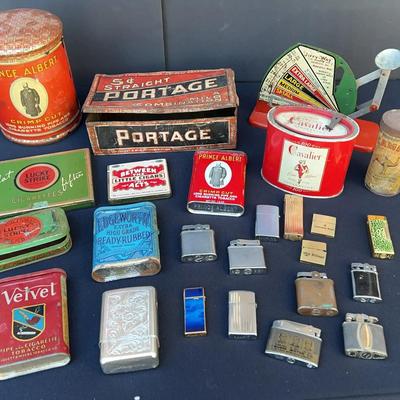 Vintage Tobacco Tins & Lighter Collection – Camel, Velvet, Portage & More