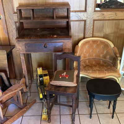 Kids Furniture Lot – Chairs, Table, Rocking Horse, Tonka Cranes & More