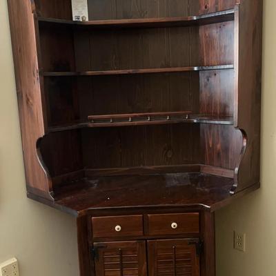 Ethan Allen Solid Wood Corner Bookshelf and Storage Cabinet