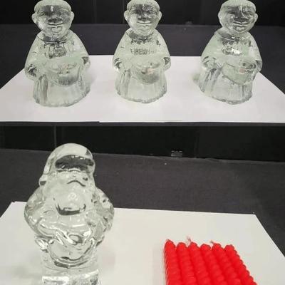 Glass Monk Candlestick Holders + (WH7)