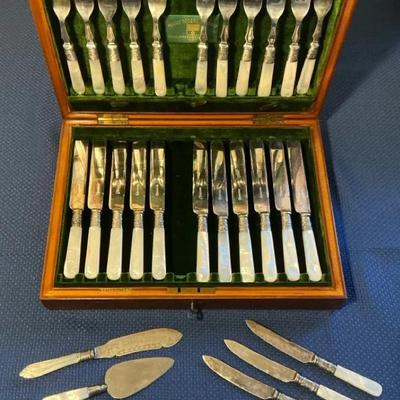 Henry Rogers Sons Mother of Pearl Flatware Set & Extras