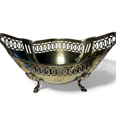 Sterling Silver Footed Pierced Basket (77 Grams)