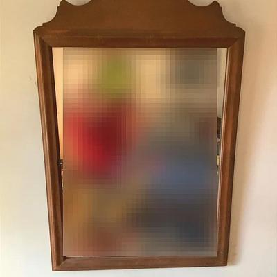 Vintage Solid Wood Maple Mirror 31” X 20”