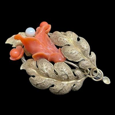 14k Gold Filigree Victorian Brooch 