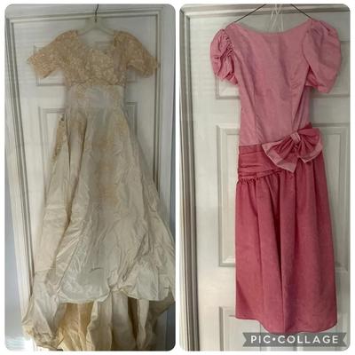 Vintage Priscilla of Boston Wedding Dress, Jr. Bridesmaid Dress, 2 Veils