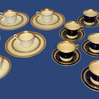 Syracuse Old Ivory & Allertons Old English Bone China Demitasse Cups & Saucers