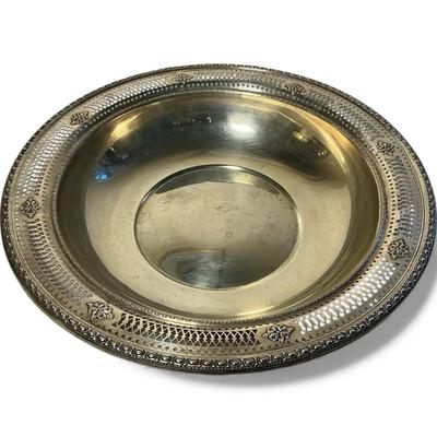 Sterling Silver Pierced Open Work 11 Inch Bowl (416 Grams)