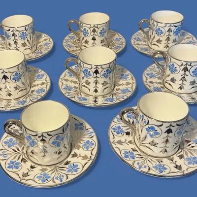Wedgwood Silver Pimpernel Demitasse Cups & Saucers