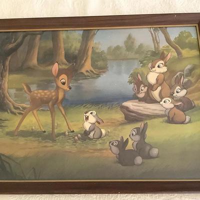 Vintage Walt Disney Framed Print Bambi And Forest Friends