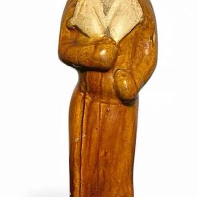 Tang Dynasty Chinese Amber Glazed Buff Pottery Figure of a Groom 