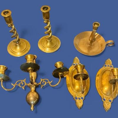 Brass Candle Sticks & Sconces