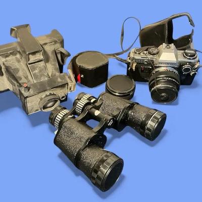 Olympus OM10, Polaroid Memory Maker, Olympus Lens, Guardsman Binoculars