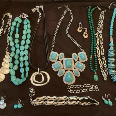 Silver & Turquoise Costume Jewelry incl. Chicos