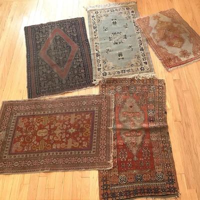 Five Small Thin Indian Rugs