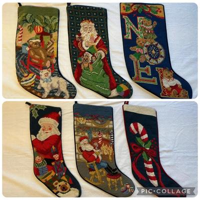 Vintage Needlepoint Christmas Stockings