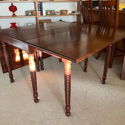 Vintage 50s Solid Cherry Duncan Phyfe Dropleaf Dining Table W/ Chairs