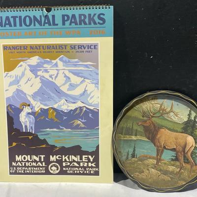 2016 Calendar Of National Parks Poster Art Of The WPA & James L. Artig Wildlife Metal Tray