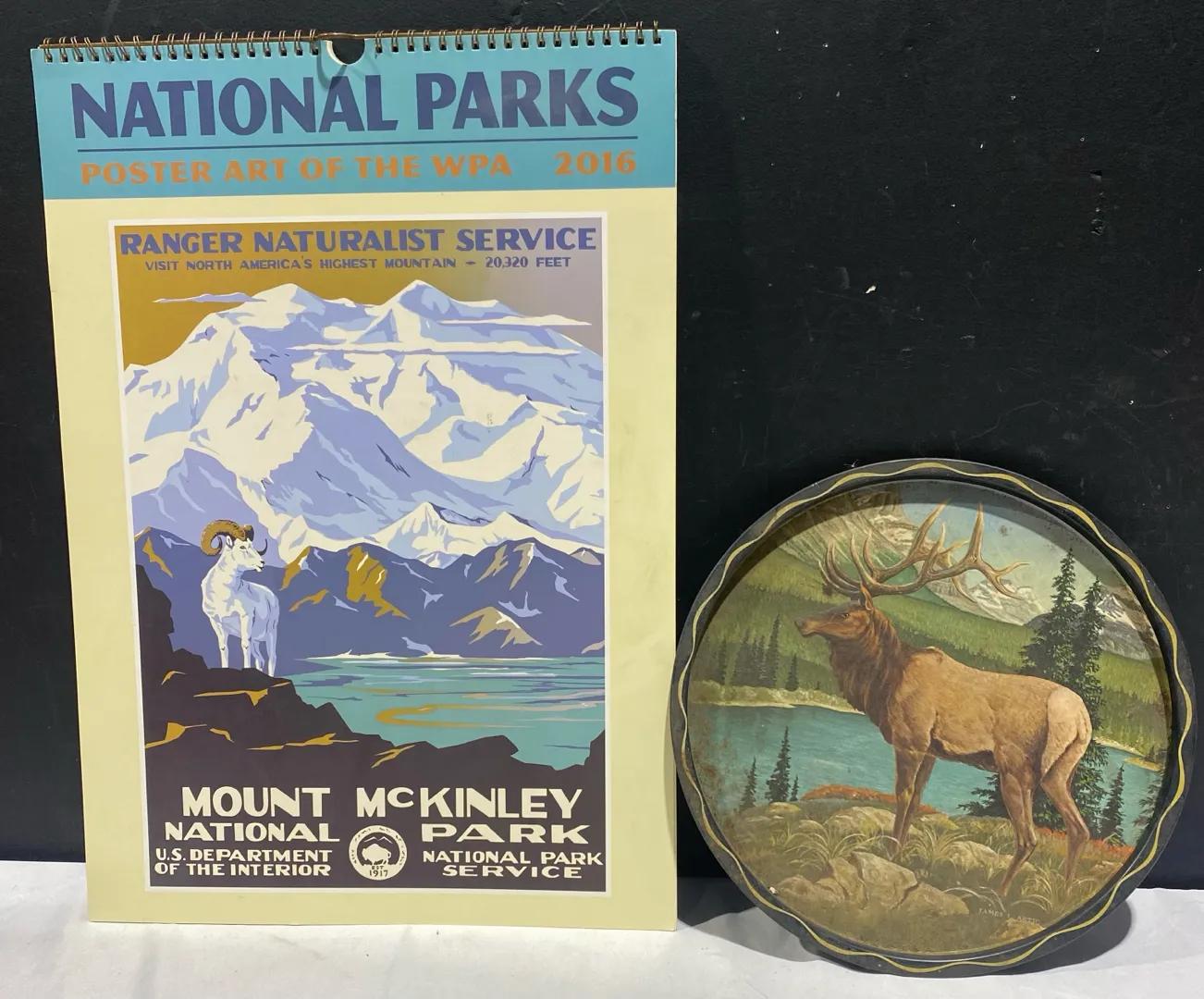 2016 Calendar Of National Parks Poster Art Of The WPA & James L. Artig Wildlife Metal Tray