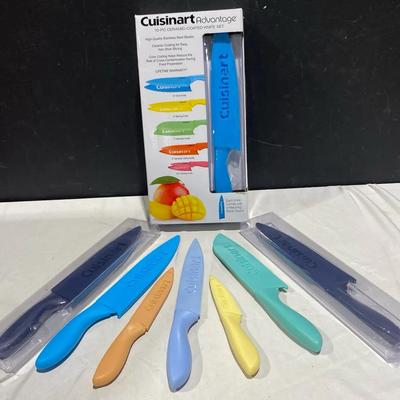 Cuisinart Ceramic Coated Knives & Knife Covers Includes New In Box