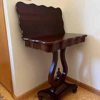 American Mahogany Flip-Top Game Table with a Lyre Base